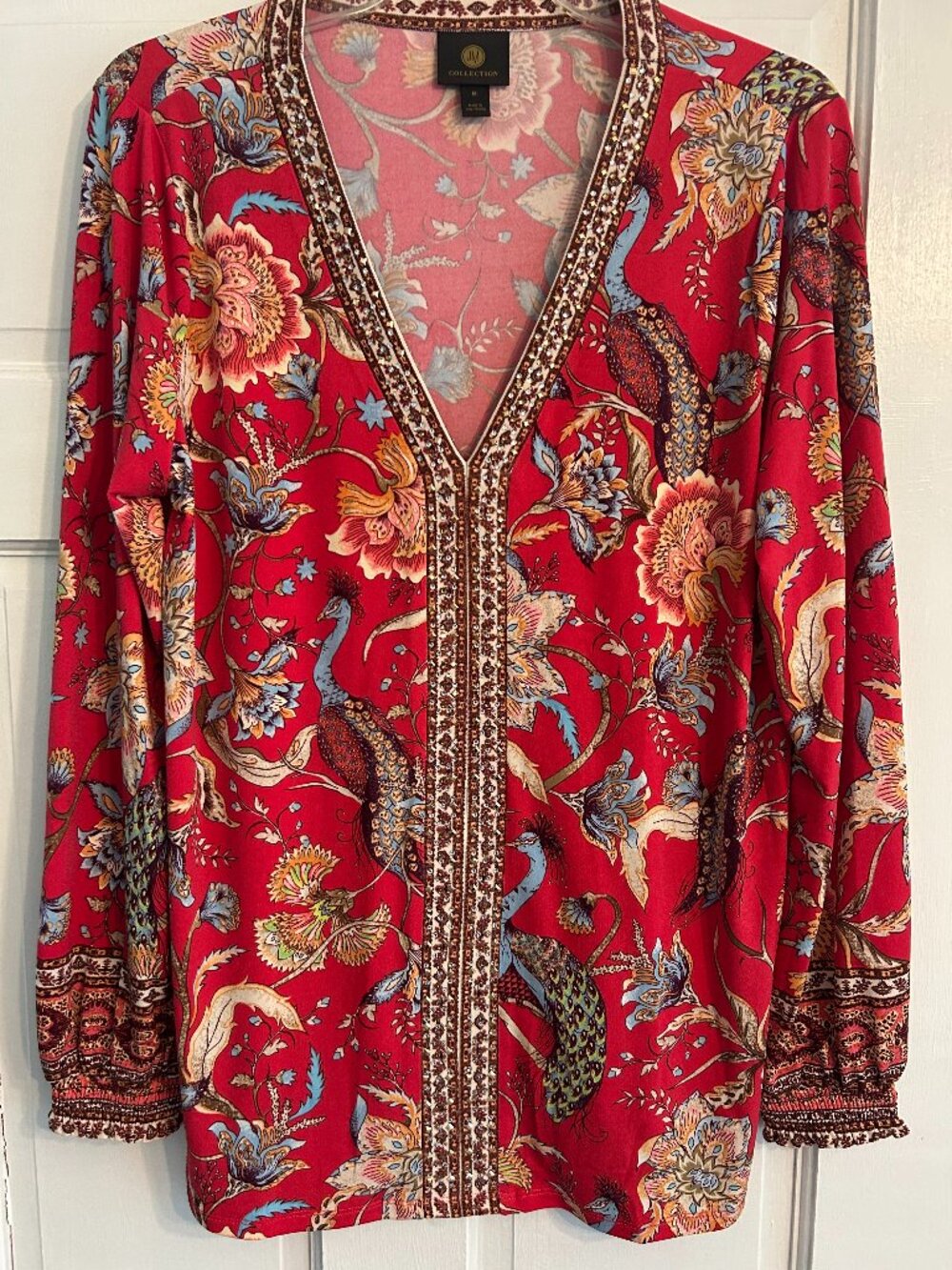 JM Collection Women's Colorful Jeweled Tunic Top
